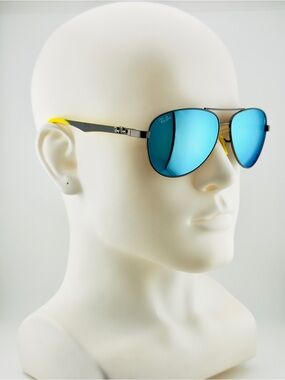 Ray-Ban Sunglasses RB8313M Scuderia Ferrari Black Frame with Blue Mirror lenses